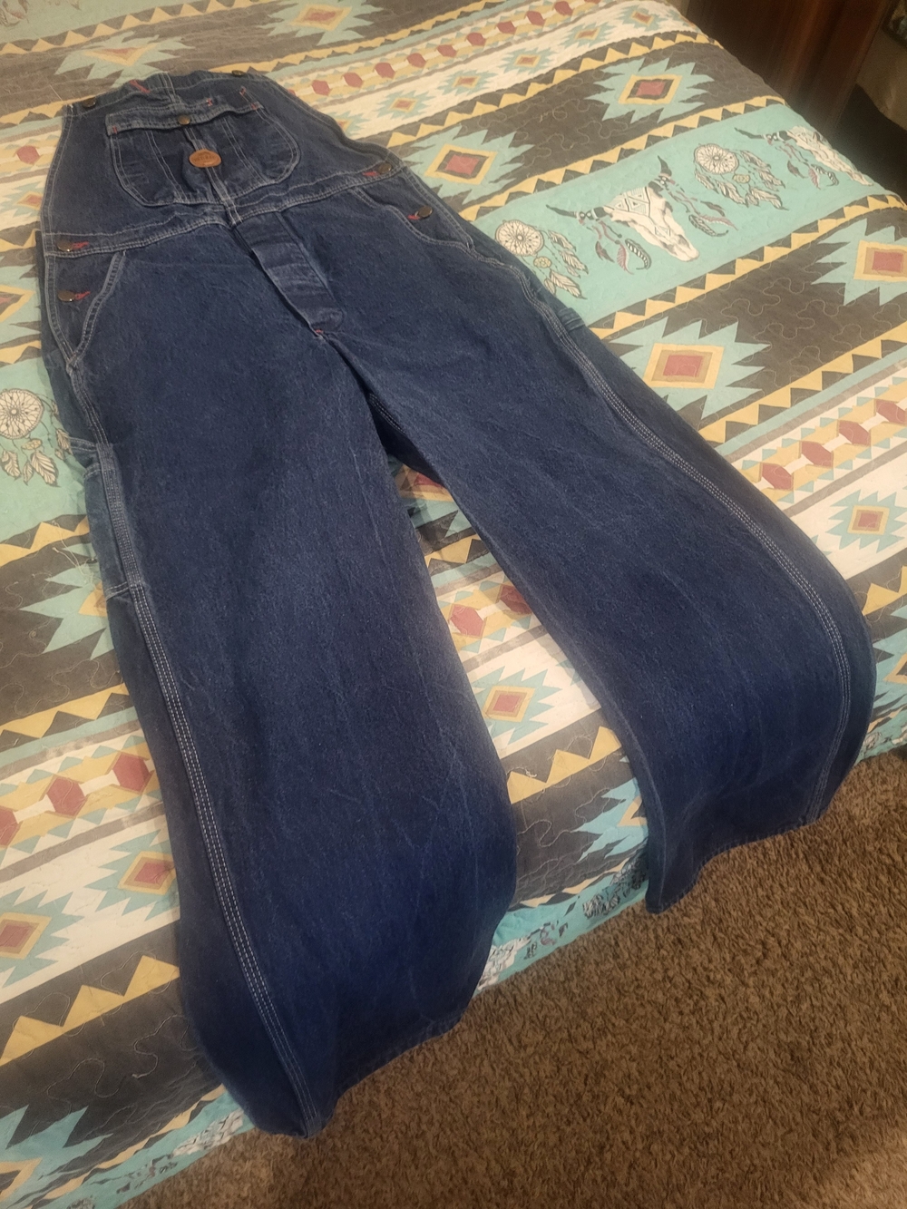 RedKap Men's Indigo Denim Overalls with Front Bib